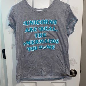 Gray and blue pajama shirt.